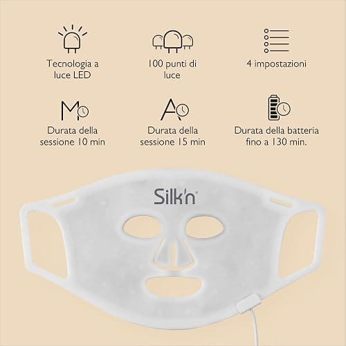 Silk'n Maschera LED viso I LED Face Mask 100 I Maschera per la cura del viso con tecnologia luce LED I senza fili, in silicone, 100 LED thumbnail 4