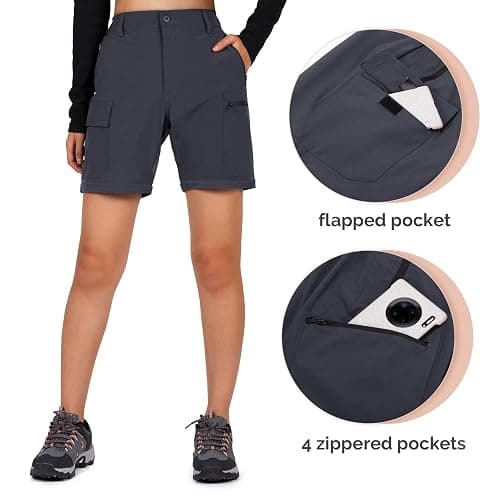 Cycorld Women's-Hiking-Pants-Convertible Quick-Dry-Stretch-Lightweight Zip-Off Outdoor Pants with 5 Deep Pockets thumbnail 5