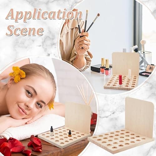 PH PandaHall Wood Lipstick Holder Organizer, 30 Slots Rustic Lip Balm Display Stand Makeup Organizer Storage Case Cosmetic Storage Organizer Rack fit for Lipstick 10ml Essential Oil Roller Storage thumbnail 6
