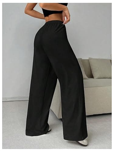 RoseSeek Women's Drawstring Waist Straight Streetwear Long Wide Leg Pants Casual Loose Baggy Workout Long Fall Sweatpants thumbnail 2