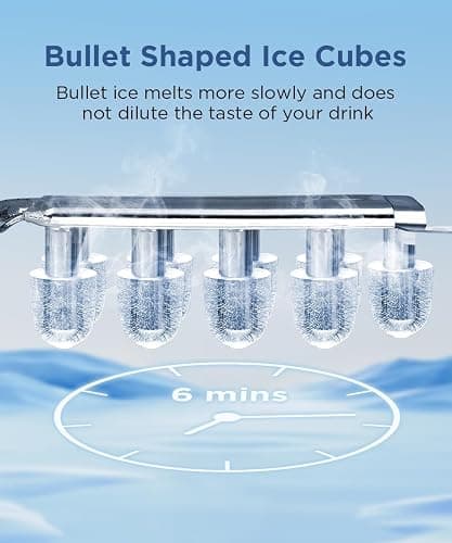 COWSAR Ice Maker Countertop, Portable Ice Machine with Self-Cleaning, 26.5lbs/24Hrs, 9 Bullet Ice Cubes in 6 Mins, Ice Basket and Scoop, Ideal for Home, Kitchen, Bar, Camping thumbnail 3