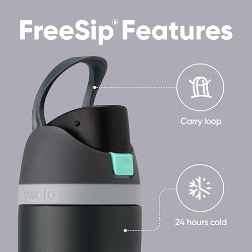 Owala FreeSip Insulated Stainless Steel Water Bottle with Straw for Sports and Travel, BPA-Free, 24oz, Foggy Tide thumbnail 2