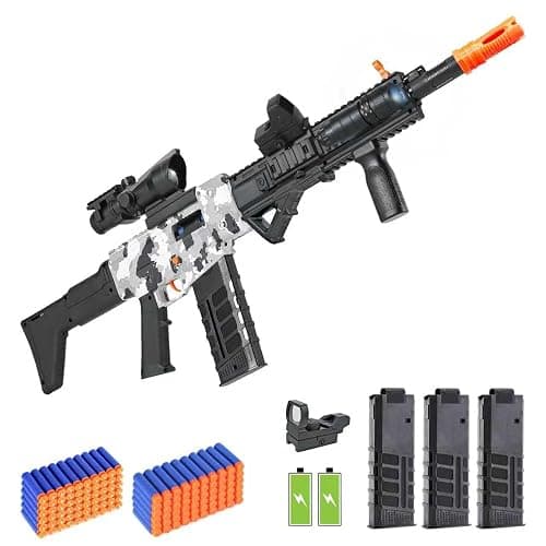 Realistic Toy Gun for Nerf Guns Darts, Foam Blaster - with Scope 120 Soft Bullets 3 Magazines, Semi-Auto Sniper Rifle Electric Machine Guns for Boys 8-12 Age, Birthday Gifts for Kids and Adults - Image 1