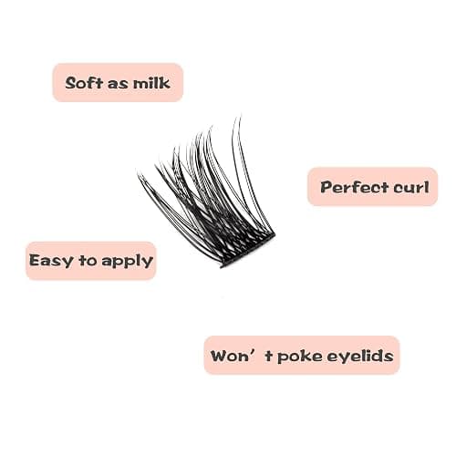 YOONOYA Lash Clusters 144 PCS Individual Lashes 12mm Eyelash Clusters D Curl Thick Cluster Eyelash Extensions Natural Wispy Cluster Lashes Reusable Volume Lash Clusters Lasting Lash (QD-12mm) thumbnail 2