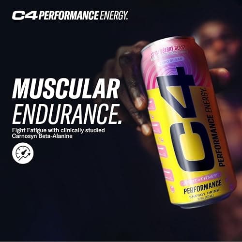 Cellucor C4 Performance Energy Drink | Strawberry Blast | Zero Sugar Carbonated Preworkout Energy | 200mg Caffeine with Beta Alanine | 16 Fl Oz (24 Pack) thumbnail 8