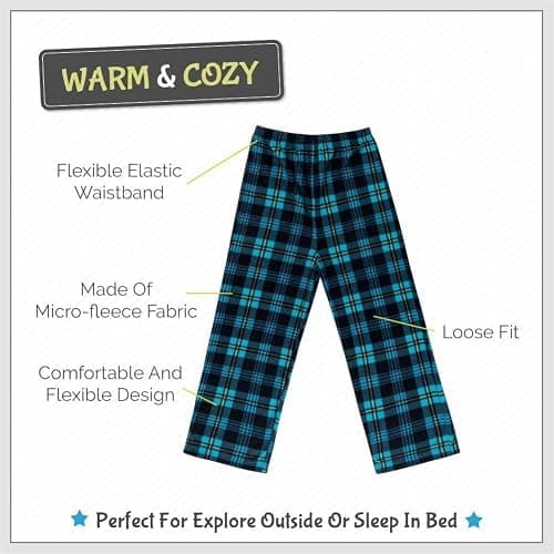 Mad Dog Concepts Boys Pajama Pants - Soft Micro Fleece PJ Bottoms for Kids Printed Plaid Design Boy's Sleepwear Size 6–20 3PK thumbnail 3