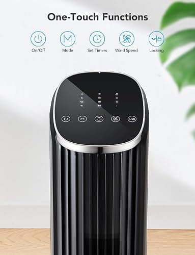 GoveeLife 36 in. Black Tower Fan for Bedroom, 5 Modes 8 Speeds up to 25ft/s | Smart Floor Fan with App/Voice Control, Temp Sensor, 29dB Bladeless Oscillating Fan for Office, 24H Timer, Auto Cooling thumbnail 7