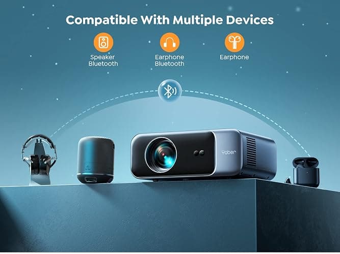 【Auto Focus & Keystone】 1080P HD Portable Projector, WiFi6 Bluetooth 5.2 Projectors, YABER Pro V9 Smart Projector, Home Cinema Projectors for Bedroom/Smartphone/TV Stick thumbnail 6