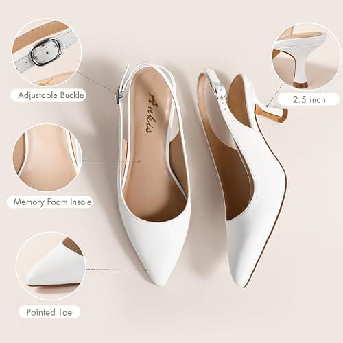 Ankis Women's Slingback Kitten Heels Closed Pointed Toe Pumps Dress Shoes Party Wedding Casual 2.5inch thumbnail 4