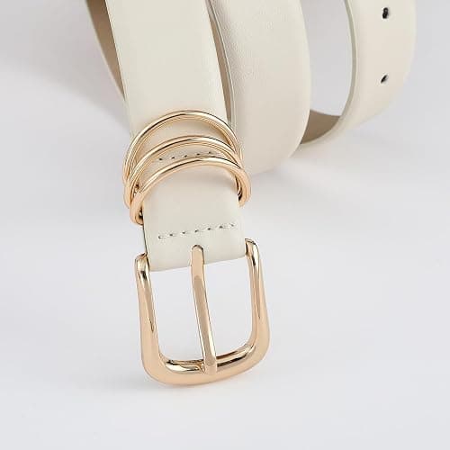 RISANTRY Women's Leather Belts with Gold Buckle Fashion Leather Waist Belt Elegant Ladies Belts for Jeans Gifts for Women thumbnail 3
