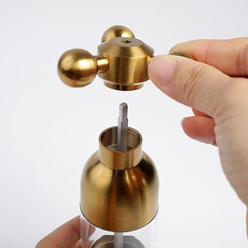 (Gold,2PCS) Salt, Pepper Modern Manual Grinder Set with Solid Handle - Stainless Steel Juego de Molinillo Dorado/Antique Faucet Shakers | Refillable Adjustable Coarseness Mill for BBQ Restaurant, Home thumbnail 8