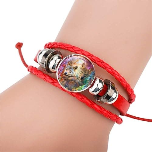Gooey Adjustable Wolf Braided Leather Bracelet - Cute Bangle Bracelets for Women, The Pretty Gifts for Women thumbnail 4