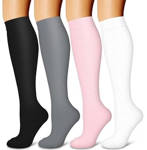 Laite Hebe 4 Pairs-Compression Socks for Women&Men Circulation-Best Support for Nurses,Running,Athletic - Image 1