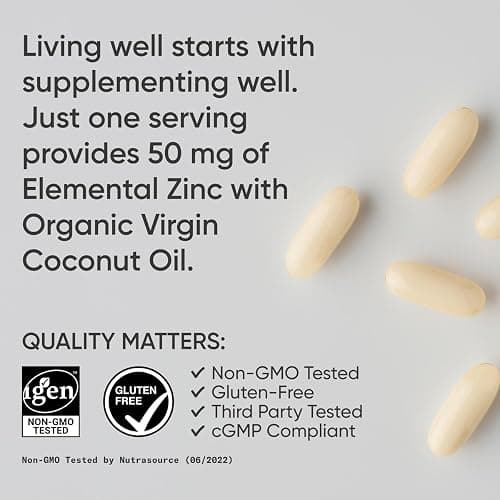 Sports Research® High Potency Zinc Picolinate 50mg with Organic Coconut Oil | Highly Absorbable Zinc Supplement for Healthy Immune & Enzyme Function - Non-GMO Tested & Gluten-Free (60 Liquid Softgels) thumbnail 5