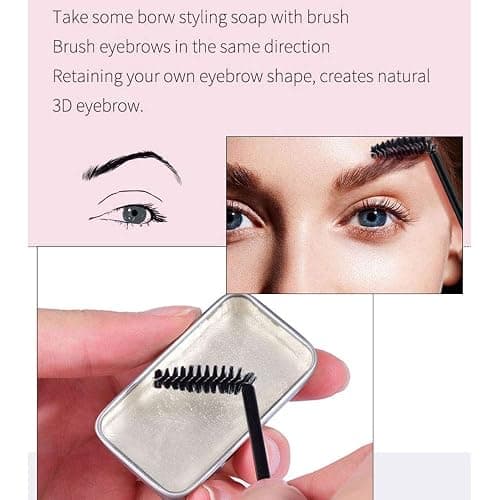 2 Pack Eyebrow Soap Kit, 4D Brows Gel Long Lasting Eyebrow Setting Gel Waterproof Eyebrow Makeup Balm Pomade Cosmetics (0.7 Ounce (Pack of 2)) thumbnail 3