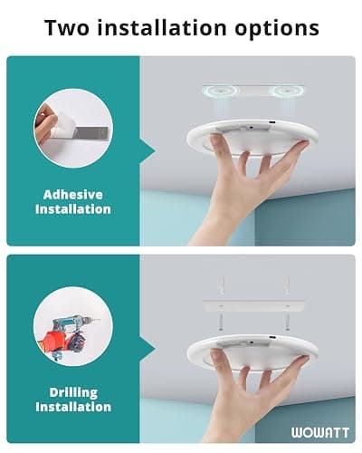 wowatt Battery Operated Ceiling Light Rechargeable Ceiling Lights with Remote Wireless Shower Lighting 3000K 4500K 6500K 7.48in Dimmable Timing Overhead Light for Closet Shower Living Room thumbnail 2