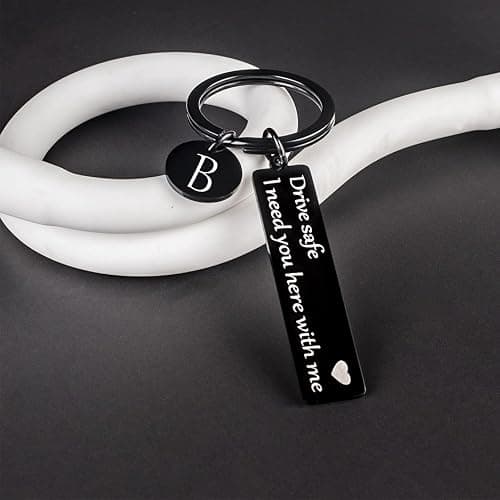 drive safe keychain for him her - key chains for men i need you here with me i love you gifts for boyfriend birthday thumbnail 3