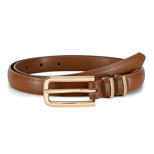 JASGOOD Women's Skinny PU Leather Belt Thin Waist Belt with Gold Buckle for Jeans Pants Dresses 0.7 thumbnail 6