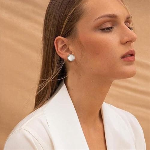 QLYOVW Natural Turquoise Stud Earrings for Women Small Classic Round Reconstructed Turquoise Gemstone Earrings Bohemian Vintage Country Western Ethnic Earrings Handmade Chakra Healing Jewelry thumbnail 4
