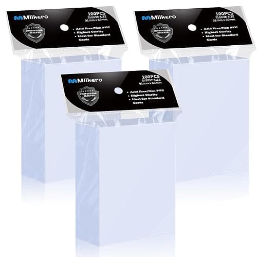 Mlikero 300 Pcs Clear Card Sleeves, Standard Size Trading Card Sleeves Cards Protector Fit for MTG, Football, Sports, Game Cards, 66 x 91 mm - Image 1