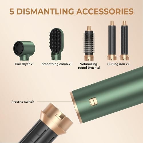 Air Brush 5 en 1 Hair Styler Airbrush 5 en 1 avec Seche Cheveux, Brosse Soufflante, Fer a Boucler, Thermal Brush, Brosse Lissante Seche Cheveux 5 en 1 pour Sécher, Boucler, Lisser thumbnail 7
