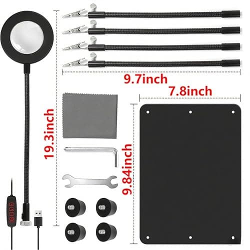 Helping Hands Soldering Station with 5X Magnifying Glass with light, 4 Flexible Helping Hand Arms Magnifier and Third Hand Soldering Tool for Electronic Repair Soldering Jewelry Crafts thumbnail 3