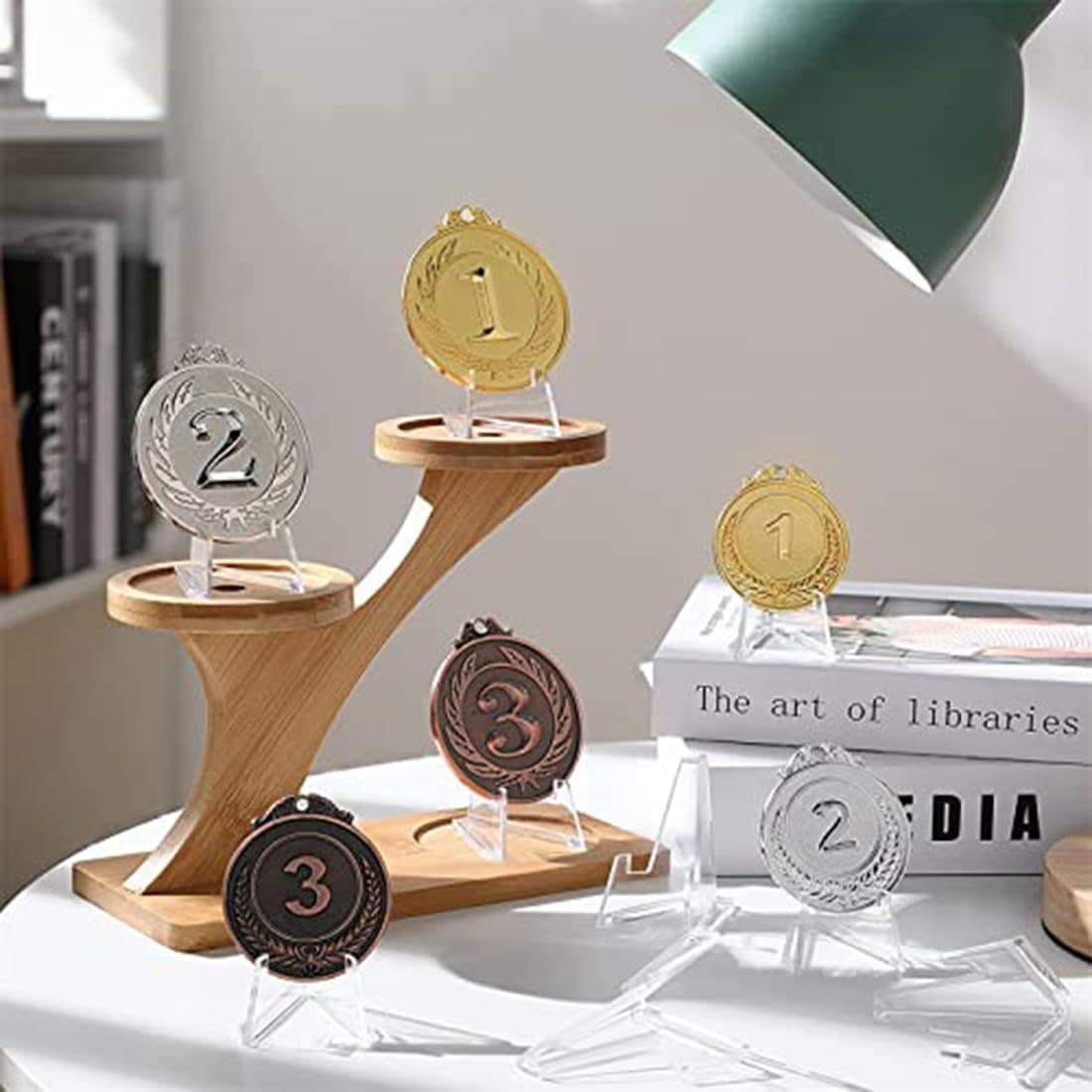 12 Pack Acrylic Easel Stands, 2.65Inch Tall Clear Mini Coin Display Easel Holder Acrylic Display Stand, Clear Card Stand Multifunctional Display Stand for Displaying Pictures Coins Medals thumbnail 4