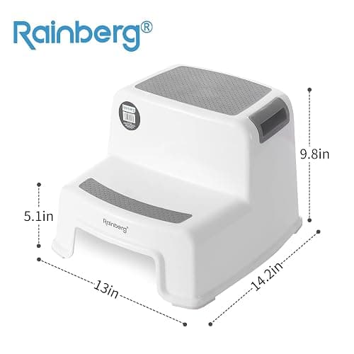 Rainberg 2 Step Stool for Kids, Sturdy Double Step Stool for Toddlers, Anti-Slip Stool for Children, Toilet Stool for Potty Training and Use in the Kitchen (1 Pack) thumbnail 3