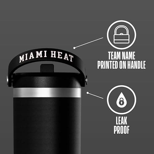Hydrapeak x NBA Officially Licensed Miami Heat 32 oz Nomad Tumbler with Handle and Straw Lid, Leakproof Stainless Steel Water Bottle thumbnail 4
