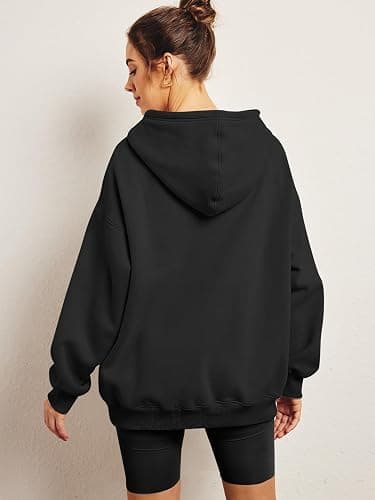 Jhsnjnr Womens Plain Pullover Sweatshirts Long Sleeve Oversized Sweater with Pocket Fleece Lined Hoodies thumbnail 2