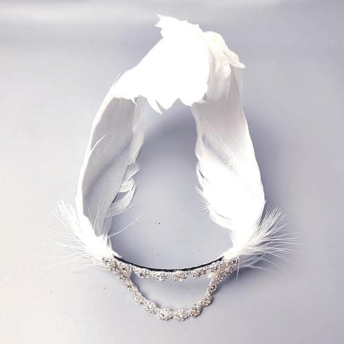 MTPLOP Classic White Feather and Diamond Hair Band for Ballet Dancers Swan Lake Dance Costume Headwear thumbnail 2