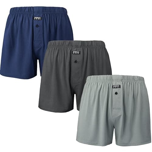BAMBOO COOL Men's Boxers Underwear Boxer Shorts for Men Classic Loose Stretch Short （3 Pack - Image 1