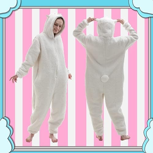 Snug Fit Unisex Adult Onesie Pajamas, Flannel Cosplay Animal One Piece Halloween Costume Sleepwear Homewear thumbnail 2