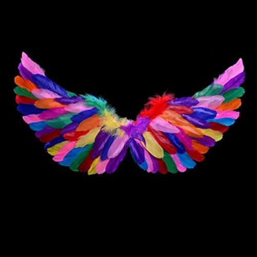 Creative Angel Feather Wings with Elastic Straps Bright Color Lightweight Costume Cosplay Wings Photography Props Halloween Supplies Sky Blue thumbnail 6