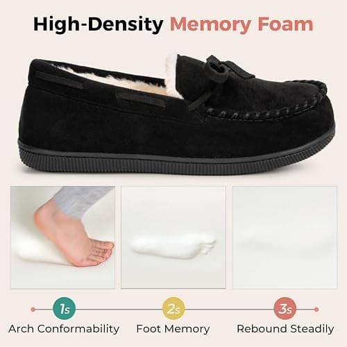 HomeTop Women's Moccasins Slippers Memory Foam Indoor Outdoor Loafer Shoes thumbnail 5