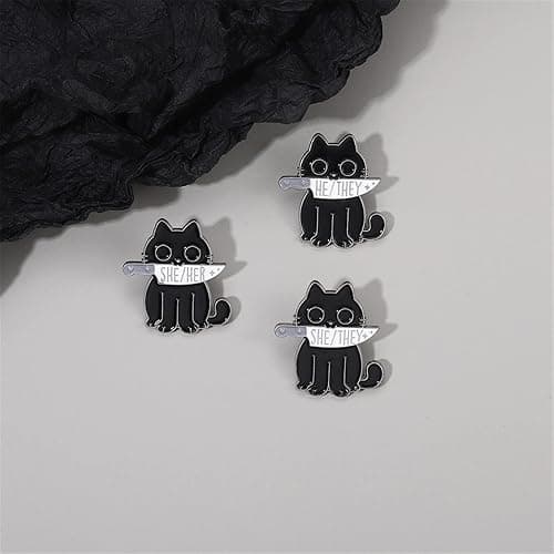 COLORFUL BLING Pride Pronouns Cute Cat Pin Brooch Letters She They/He Him/They Them/She Her/He for Women Men Unisex Jewelry Gifts Gender Identity Bulk Pins for Pride Lapel thumbnail 3