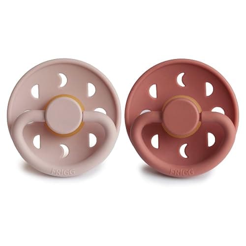 FRIGG Moon Natural Rubber Baby Pacifier | Made in Denmark | BPA-Free (Blush/Powder Blush, 0-6 Months) 2-Pack thumbnail 3
