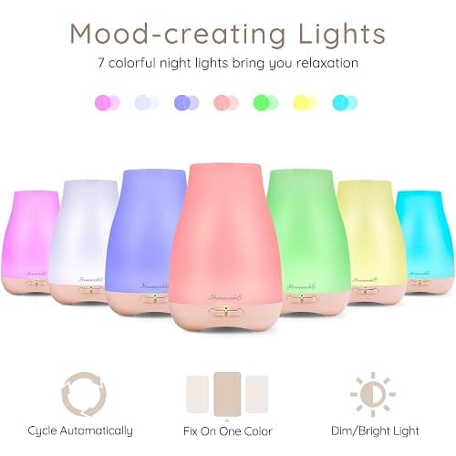 Homeweeks Diffusers, 100ml Colorful Essential Oil Diffuser with Adjustable Mist Mode,Auto Off Aroma for Bedroom/Office/Trip (100 ML 1 Pack) thumbnail 4