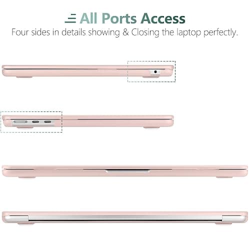 DONGKE Compatible with M4 MacBook Air 15 Inch Case 2025 2024 2023 A3241 A3114 A2941 M3 M2 with Liquid Retina Display & Touch ID, Protective Plastic Hard Shell Cover 15" - Matte Chalk Pink thumbnail 3