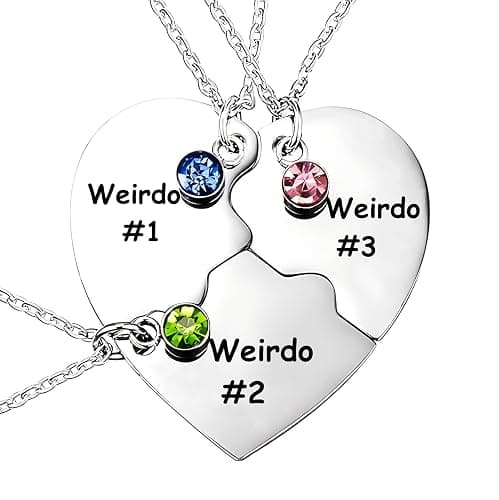 Lezmoii Friendship Necklace Matching Weirdo Heart Pendant Best Friend Necklace for Girls Women BFF Necklace Jewelry Gifts - Image 1