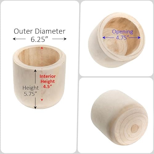 CYS EXCEL 6.25'' Natural Cylinder Planter Lightweight Natural Wood Cachepot for Indoor Plants, Succulents, Herbs, Home & Office Decor thumbnail 3