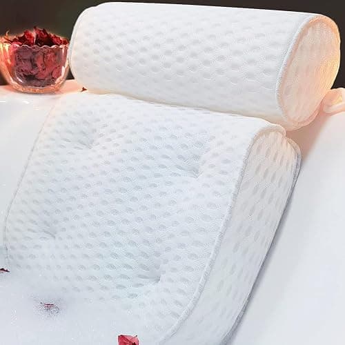 AEROiVi Luxury Bath Pillows for Tub,Bath Pillow Bathtub Pillows for Head and Neck Support Bath Cushion Made from Soft Spacer Mesh Material with Suction Cups - Image 1