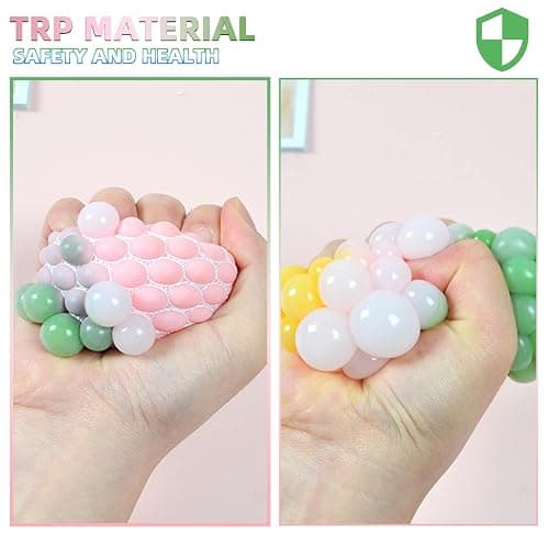 MEIEST 4 PCS Colorful Mesh Grape Stress Balls - Squeeze Color Change Fidget Toys for Stress Relief and Hand Exercise thumbnail 6