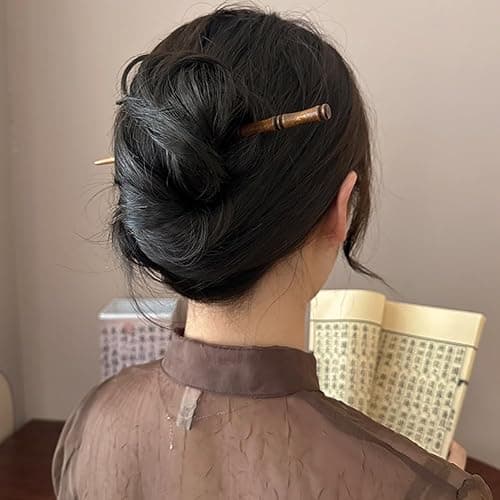 12 Pcs Vintage Wood Hair Sticks Bamboo Shape Hair Chopsticks Japanese Chinese Hairpin Decorative Retro Hair Forks Hanfu Pins Bun Holders for Long Hair Women thumbnail 6