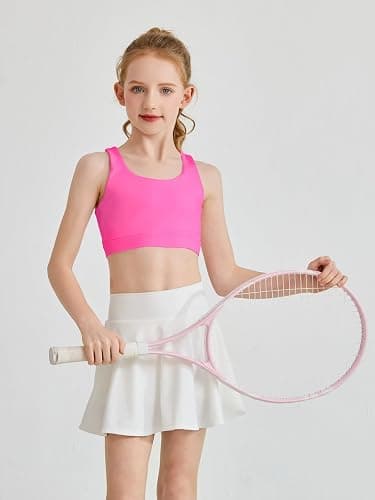 Haloumoning Girls Training Bra Kids Strappy Back Scoop Neck Bras Yoga Running Dance Sports Bras 5-14 Years thumbnail 6