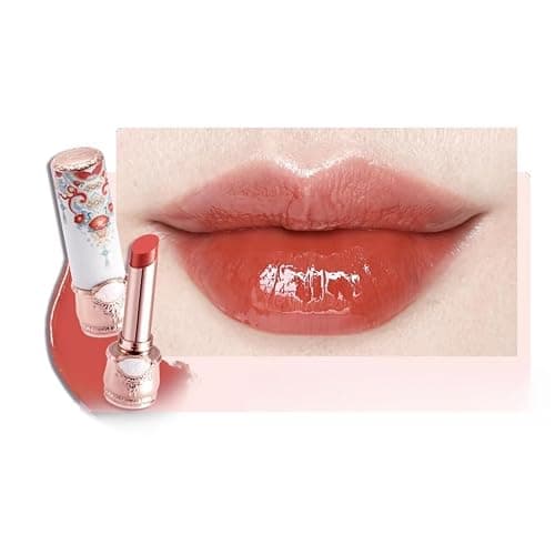 Flower Knows Butterfly Cloud Collar Glossy Lipstick,Hydrating Solid Lip Gloss,Moisturizing Red Tinted Lip Balm,Long Lasting Lip Gloss in Balm for Girls&Women,(C08 Sunset Clouds) - Image 1