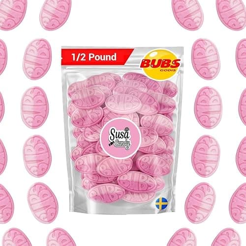BUBS Sweet Strawberry Pomegranate Ovals – 1/2 Pound Soft Foam Godis, Premium Vagen Swedish Candy by Susa Candy - Image 1