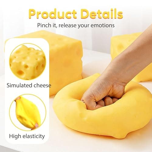 Yellow Cheese Squeeze Toy, 2026 New Soft Novelty Toy, Rebounding Sensory, Squishy Cheeses, Soft Novelty Rebounding Fidget Toy for Party, Stress Balls for Adults thumbnail 6