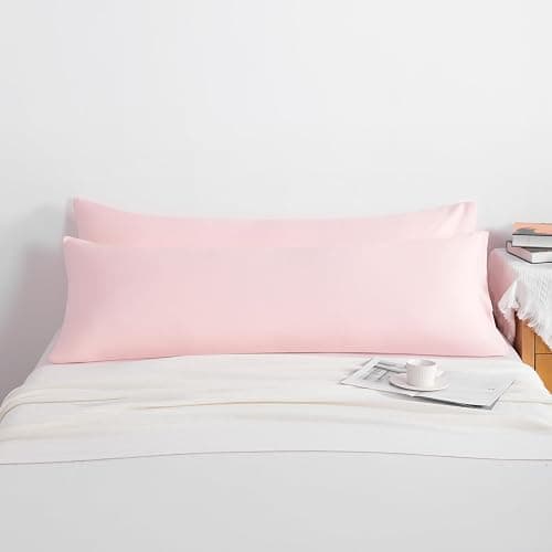 NTBAY Body Pillow Cases Set of 2, 2 Pack Brushed Microfiber 20x54 Pillow Cases, Soft, Wrinkle, Fade, Stain Resistant Blush Pink Pillow Cases with Envelope Closure, 20x54 Inches, Blush Pink thumbnail 6