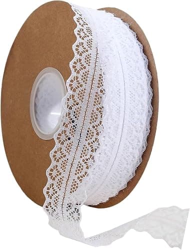 Lace Trim Ribbon lace Fabric Vintage Pattern Roll Ribbons - Perfect for Gift Wrapping, Crafts,Flower Design,Sewing, and Party Decorations (White, 100 Yards) - Image 1